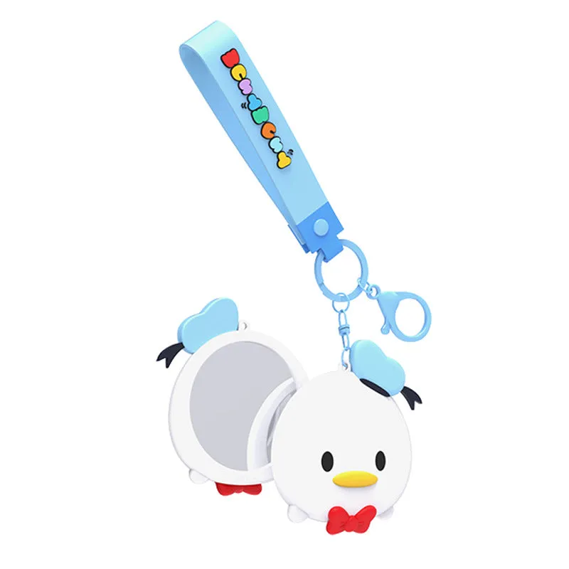 Disney Tsum Tsum Handy Mirror Key Ring Doll Pendant Keychain Anti-lost Lanyard