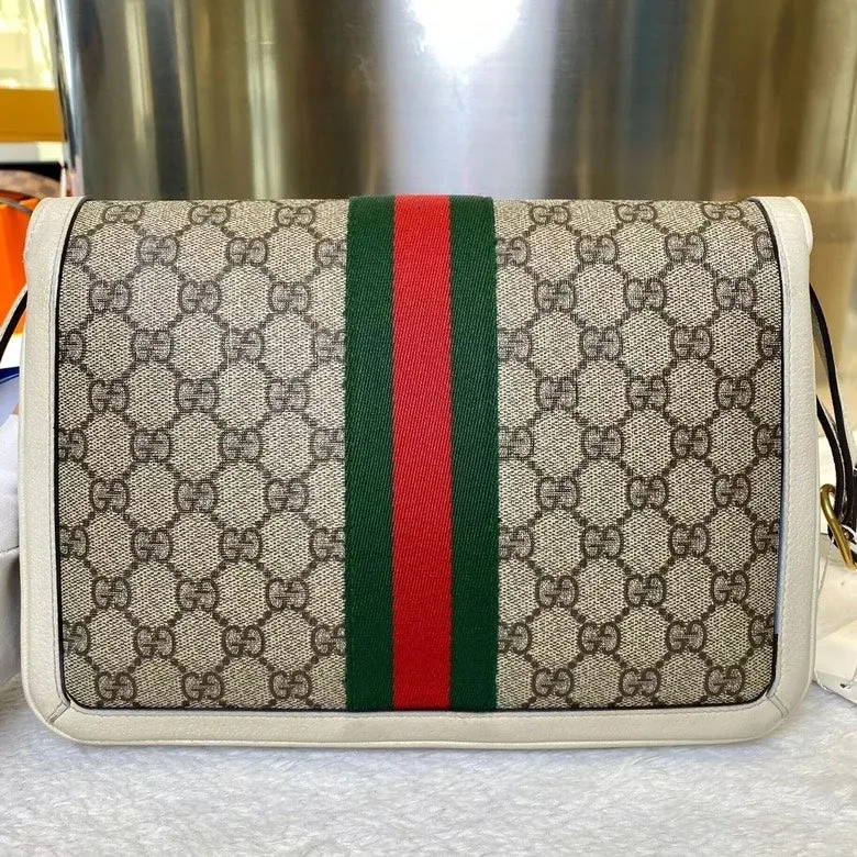 Gucci Queen Margaret Beige Canvas Shoulder Bag Medium