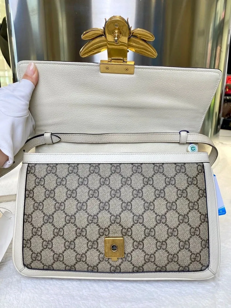 Gucci Queen Margaret Beige Canvas Shoulder Bag Medium