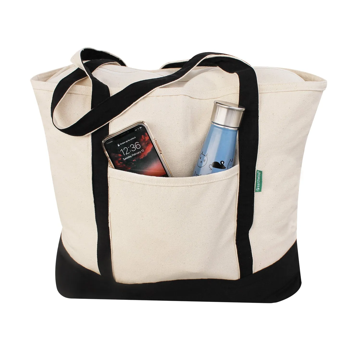 Large Cotton Bag in Natural & Black