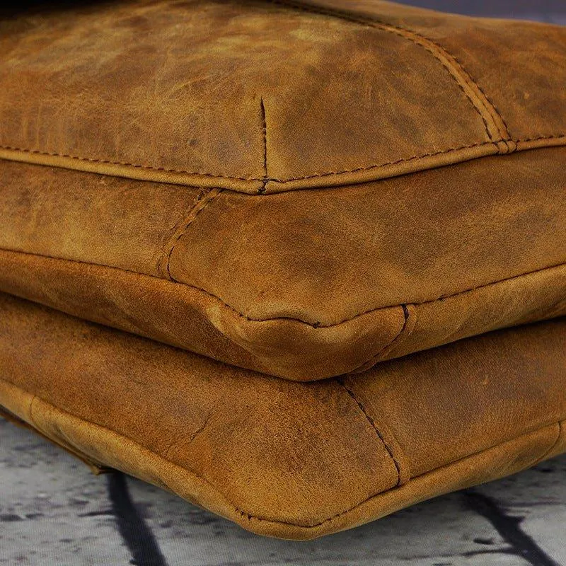 Woosir Vintage Genuine Leather 8 Inch Messenger Bag for Men