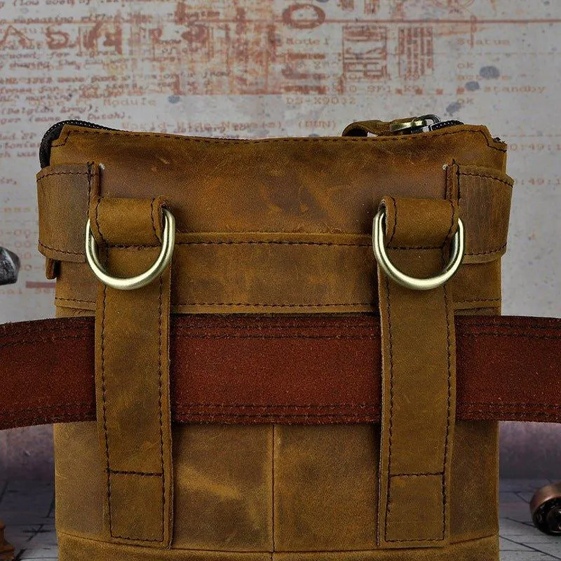 Woosir Vintage Genuine Leather 8 Inch Messenger Bag for Men