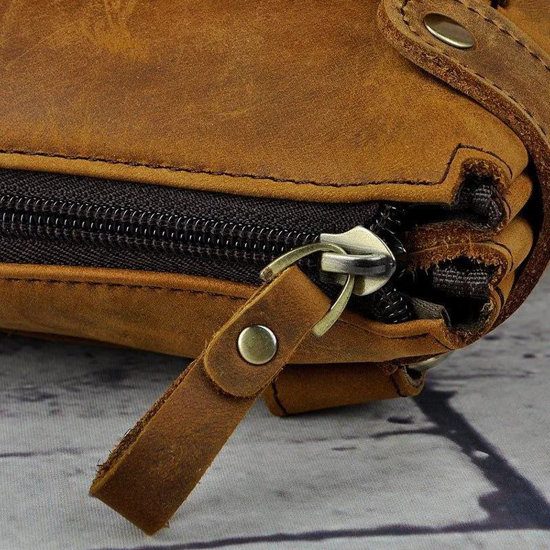 Woosir Vintage Genuine Leather 8 Inch Messenger Bag for Men