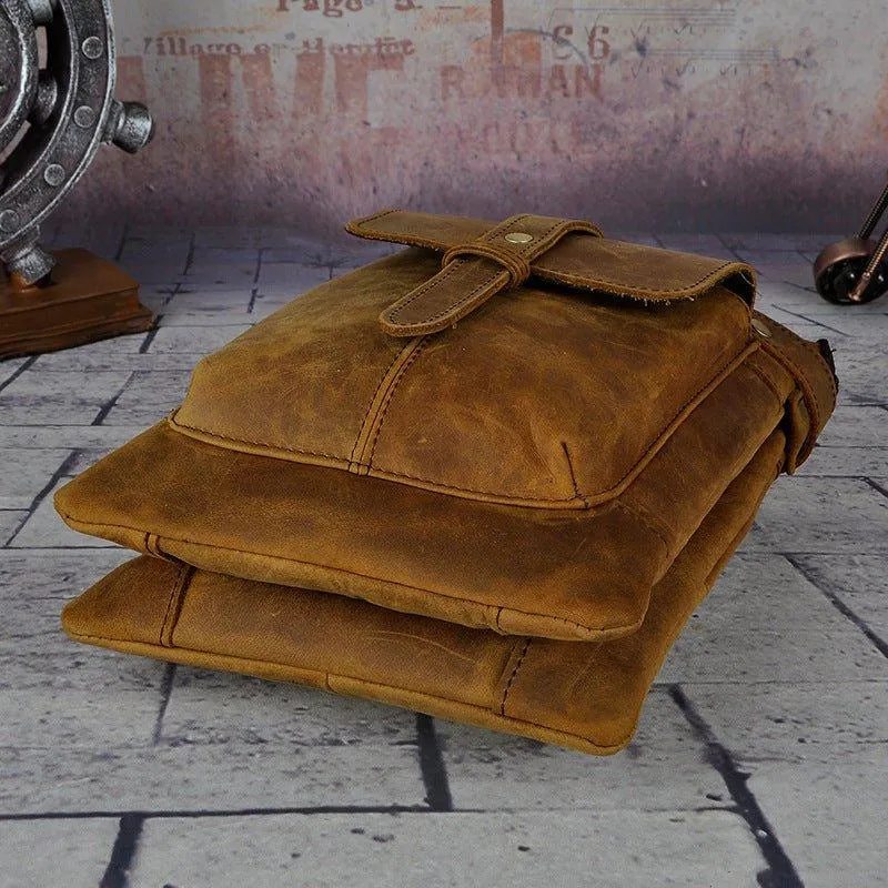 Woosir Vintage Genuine Leather 8 Inch Messenger Bag for Men