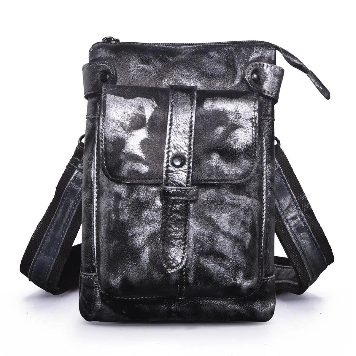 Woosir Vintage Genuine Leather 8 Inch Messenger Bag for Men