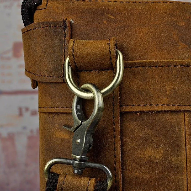 Woosir Vintage Genuine Leather 8 Inch Messenger Bag for Men