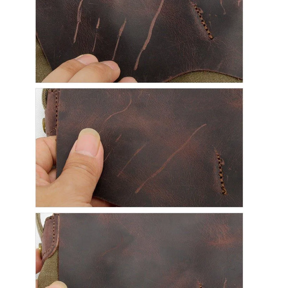 Woosir Vintage Genuine Leather 8 Inch Messenger Bag for Men