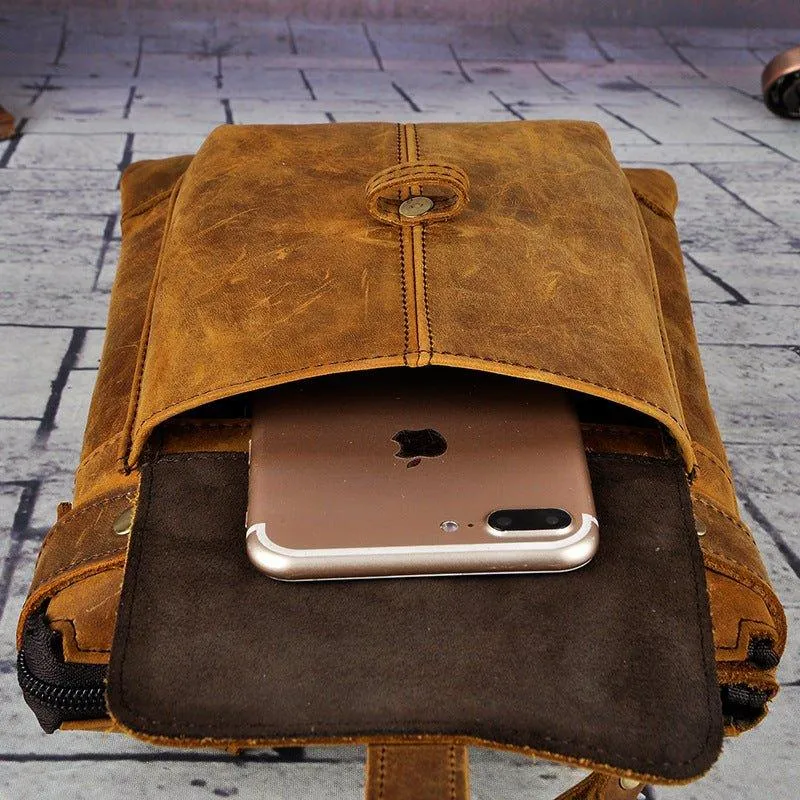 Woosir Vintage Genuine Leather 8 Inch Messenger Bag for Men