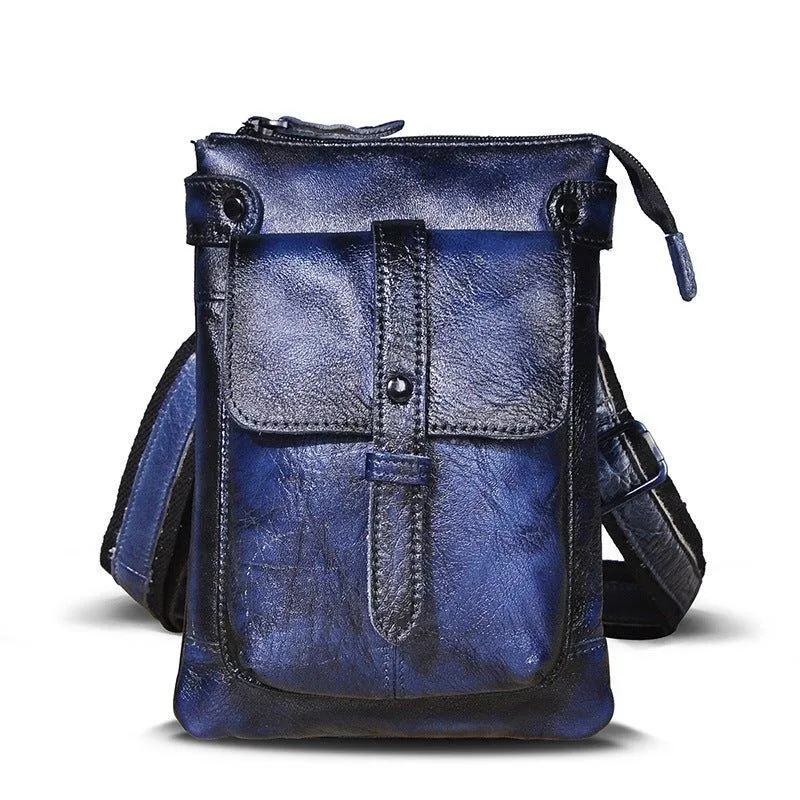 Woosir Vintage Genuine Leather 8 Inch Messenger Bag for Men